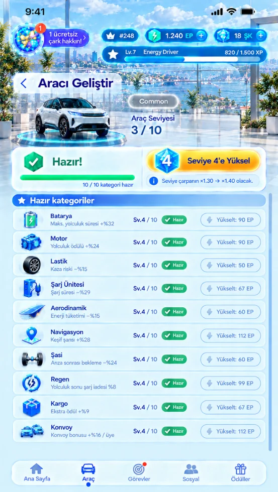 eBattery Araç gelişimi ekranı